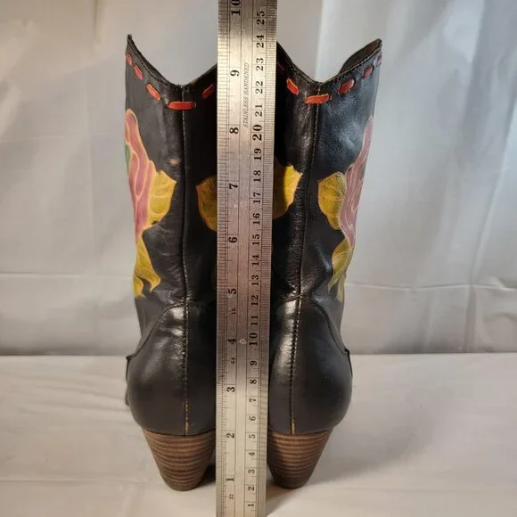 Spring Step L'artiste Aster Western Boots Size 38 EU Black Floral - Picture 4 of 8